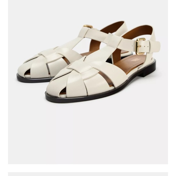 Zara Women's Cream Strappy Sandals - Picture 2 of 5